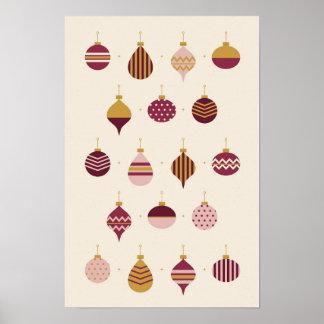 Moderne Beeren-Gold-Christbaumschmuck-Muster Weihn Poster