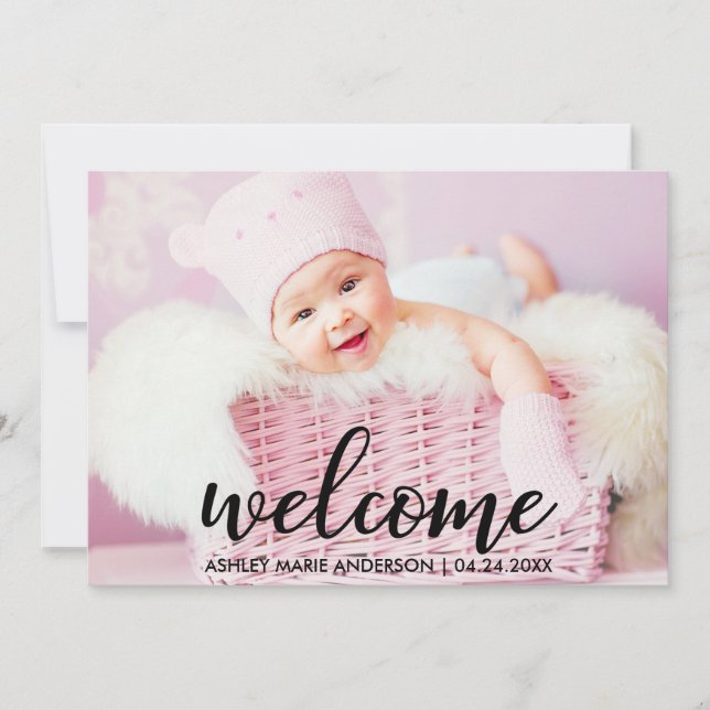 Moderne Begrüßungsankündigung Neuer Baby Ankündigung (Vorderseite)