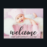 Moderne Begrüßungsankündigung Neuer Baby Ankündigungspostkarte<br><div class="desc">Moderne Begrüßung Neue Baby Ankündigung Postkarte</div>