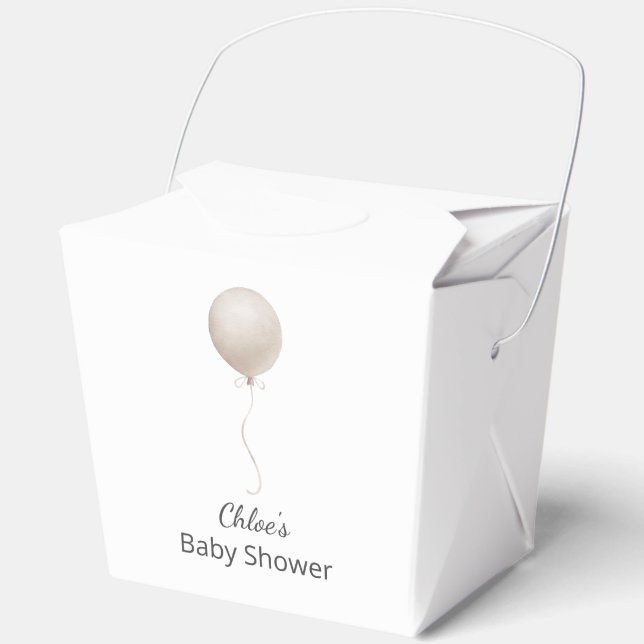 Moderne Beige Ballon Boho Babydusche Geschenkschachtel (Vorderseite)