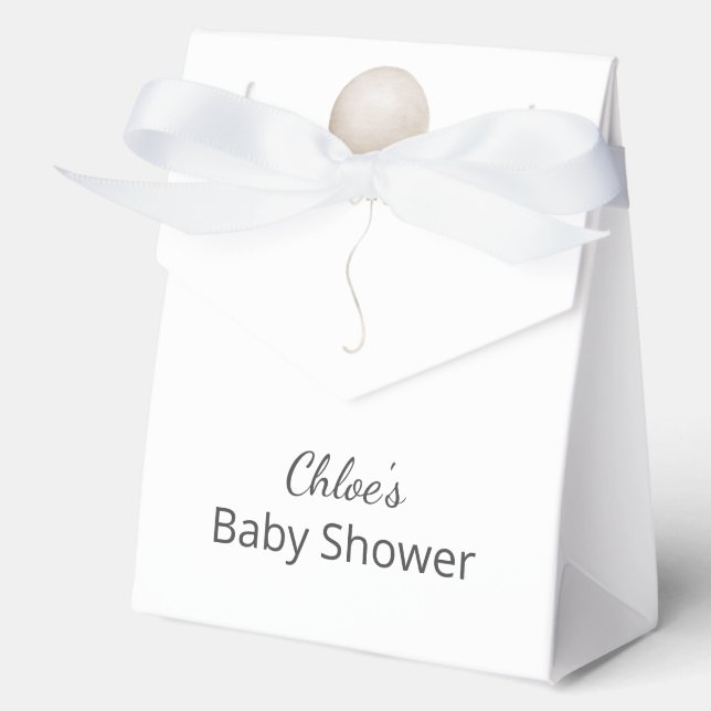 Moderne Beige Ballon Boho Babydusche Geschenkschachtel (Vorderseite)
