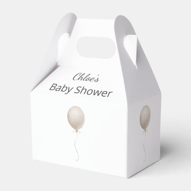 Moderne Beige Ballon Boho Babydusche Geschenkschachtel (Vorderseite)