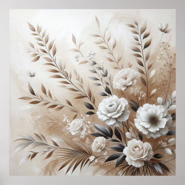 Moderne beige Blume 12 Poster (Vorne)