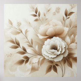 Moderne beige Blume 16 Poster