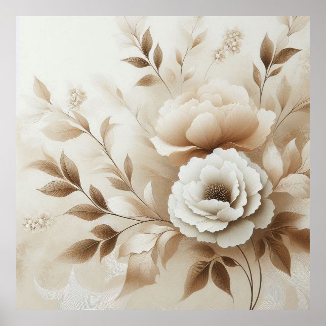 Moderne beige Blume 16 Poster (Vorne)