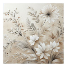 Moderne beige Blume 1 Poster