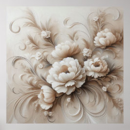 Moderne beige Blume 20 Poster