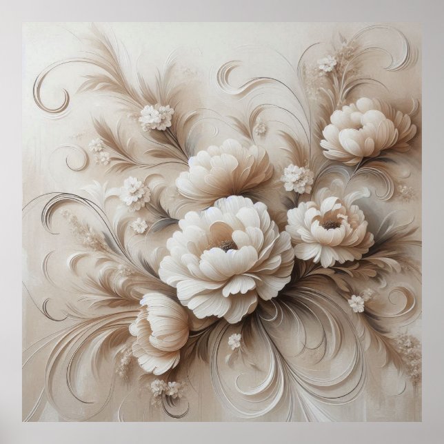 Moderne beige Blume 20 Poster (Vorne)