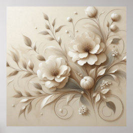 Moderne beige Blume 21 Poster
