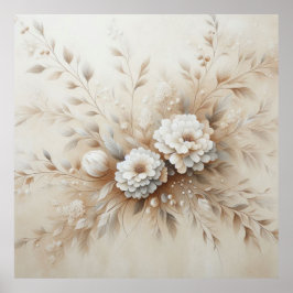 Moderne beige Blume 23 Poster