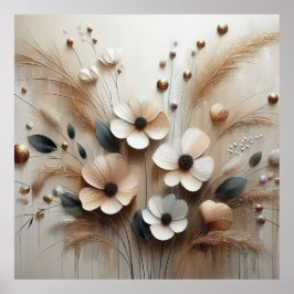 Moderne beige Blume 24 Poster