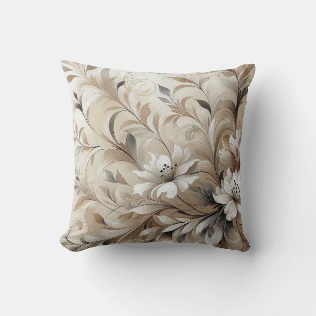Moderne beige Blume 4 Poster Kissen (Vorderseite)