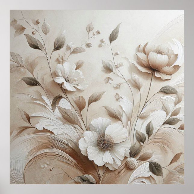 Moderne beige Blume 5 Poster (Vorne)