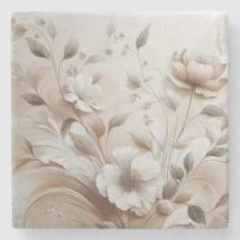 Moderne beige Blume 5 Steinuntersetzer
