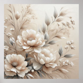 Moderne beige Blume 8 Poster