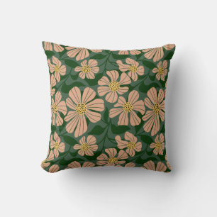 Moderne beige Blume mit grünen Blätter Kissen
