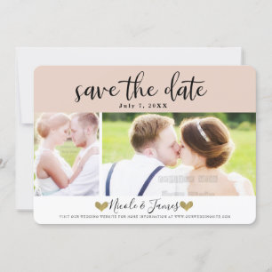Moderne Beige Blush Save the Date Foto Hochzeit Einladung