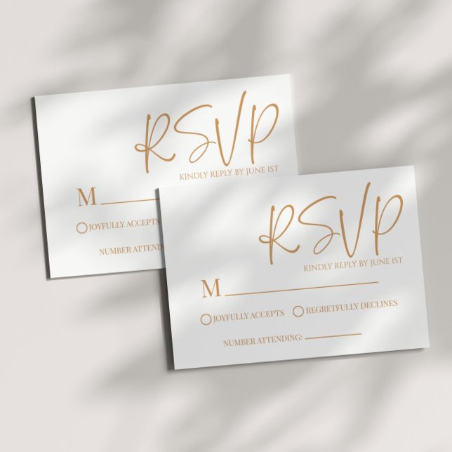 Moderne beige Boho Minimal einfache Hochzeitskarte RSVP Karte (Von Creator hochgeladen)