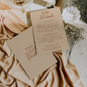 Moderne Beige-Braun-Orange-Boho-Hochzeitsdetails Begleitkarte