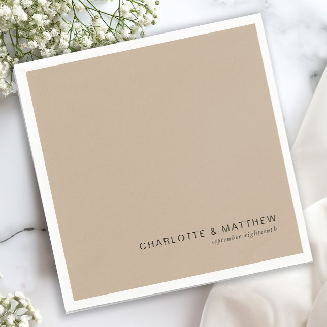 Moderne beige-braun serviette (Customer specific, beautiful, modern, minimal, beige-brown, latte macchiato, wedding napkins.)