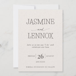 Moderne Beige Cream Wedding Einladung