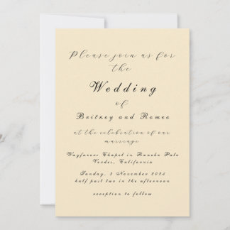 Moderne Beige Elegante Einladung zur Hochzeit