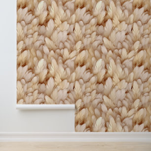 Moderne beige Federn Tapete