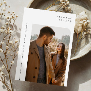 Moderne Beige-Foto-Hochzeit Einladung