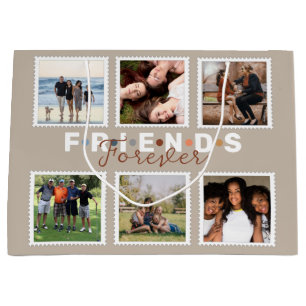 Moderne Beige Freunde für immer FotoCollage Große Geschenktüte