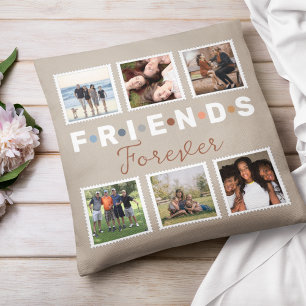 Moderne Beige Freunde für immer FotoCollage Kissen