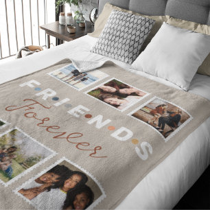 Moderne Beige Freunde für immer FotoCollage Sherpadecke