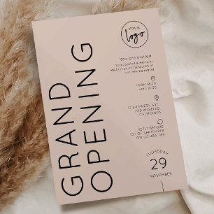 Moderne beige Geschäftslogo-Eröffnungsfeier Einladung