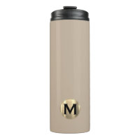 Moderne Beige Gold Monogram Thermal Tumbler