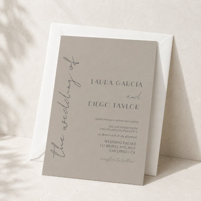 Moderne Beige Gray Wedding Einladung (Von Creator hochgeladen)