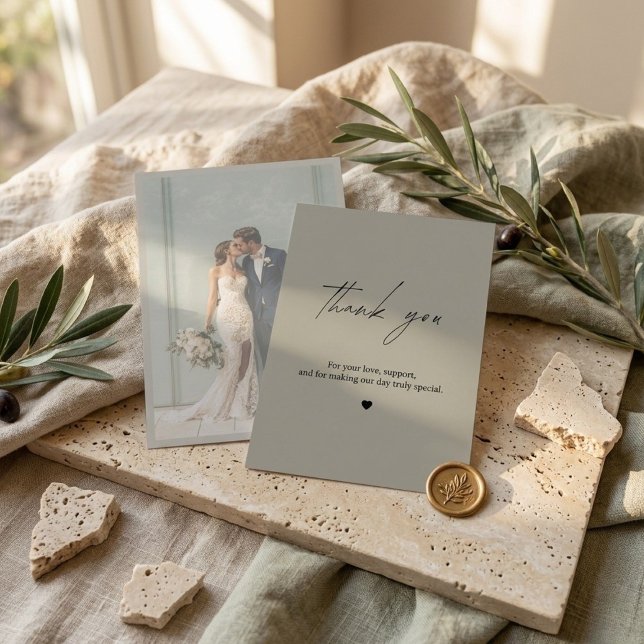 Moderne Beige-Hochzeit Danke Foto  (Von Creator hochgeladen)