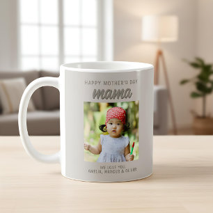 Moderne Beige Mama Kids Foto Muttertag Kaffeetasse