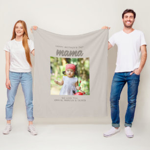 Moderne Beige Mama Kinder Foto Muttertag Fleecedecke