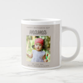 Moderne Beige Mama Kinder Foto Muttertag Jumbo-Tasse