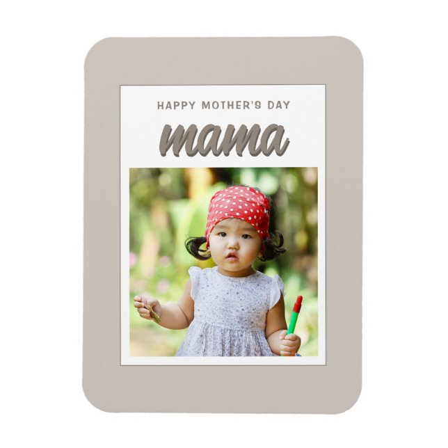Moderne Beige Mama Kinder Foto Muttertag Magnet (Vertikal)