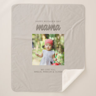 Moderne Beige Mama Kinder Foto Muttertag Sherpadecke