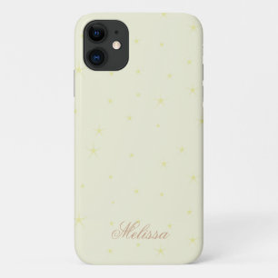 Moderne Beige Minimal Gold Star Script personalisi Case-Mate iPhone Hülle