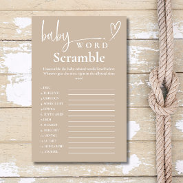 Moderne, beige Minimalistische Baby Word Scramble Flyer