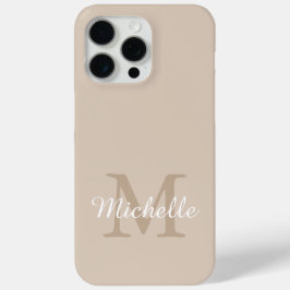 Moderne beige Monogramm-Schriftname Case-Mate iPhone Hülle