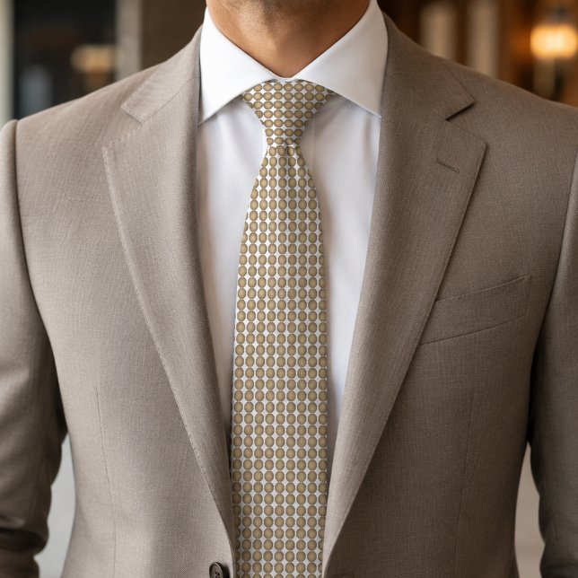 Moderne Beige-Oktagon-Muster Krawatte (Von Creator hochgeladen)