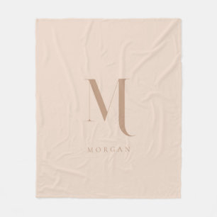 Moderne Beige personalisierte Monogramm  Fleecedecke