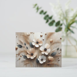 Moderne beige-rosa 2 Blume Postkarte