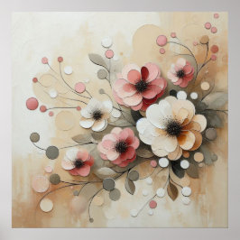Moderne beige-rosa Blume 26 Poster