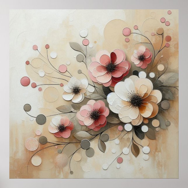 Moderne beige-rosa Blume 26 Poster (Vorne)