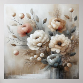 Moderne beige-rosa Blume 30 Poster