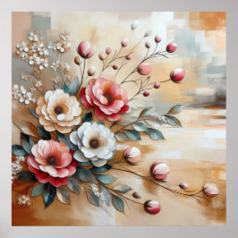 Moderne beige-rosa Blume 38 Poster
